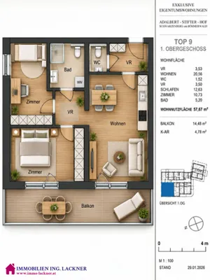 3-Zimmer-Wohnung kaufen in Rohrbach – 57,76 m², € 259.515 – Bild 3 von 6