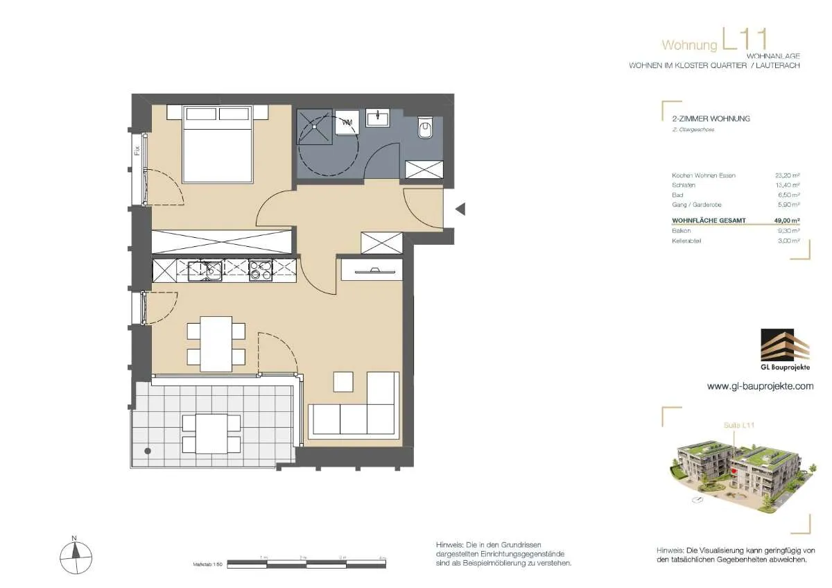Tolle 2 Zimmer Wohnung im Klosterquartier - Ansicht 2
