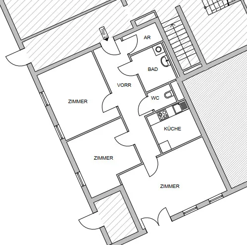 Zentrale 3- Zimmer-Wohnung mit Terrasse im Innenhof (WG geeignet) – pohled 2