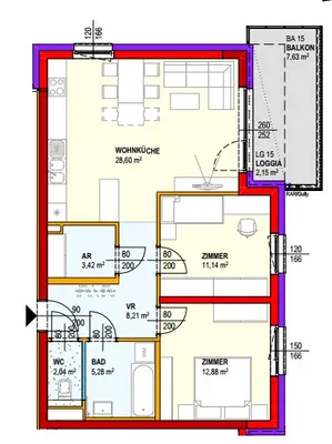 3-Zimmer-Wohnung mieten in Bruck an der Leitha – 73,22 m², € 679 – Bild 2 von 2