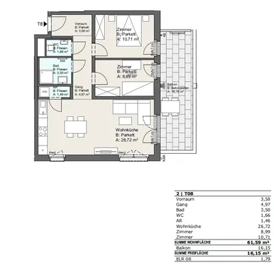 3-Zimmer-Wohnung kaufen in Wien – 61,83 m², € 416.500 – Bild 13 von 14