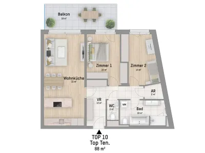 3-Zimmer-Wohnung kaufen in Wien – 88,27 m², € 599.900 – Bild 3 von 6