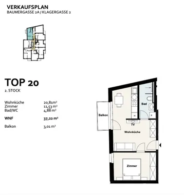 2-Zimmer-Wohnung kaufen in Wien – 37,22 m², € 279.000 – Bild 8 von 8