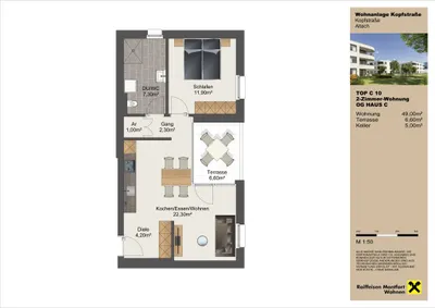 2-Zimmer-Wohnung mieten in Feldkirch – 49 m², € 1.017 – Bild 4 von 4