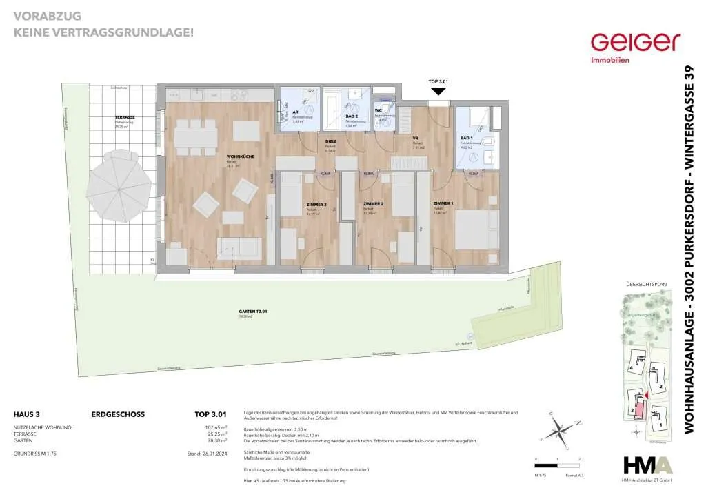 4-Zimmer Gartenwohnung am sonnigen Südhang - Top 3.01 - Ansicht 2