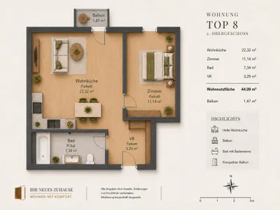 2-Zimmer-Wohnung kaufen in Wien – 44,09 m², € 299.000 – Bild 12 von 12