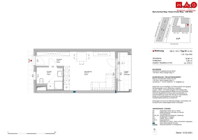 1-Zimmer-Wohnung mieten in Wien – 32,88 m², € 317 – Bild 2 von 2