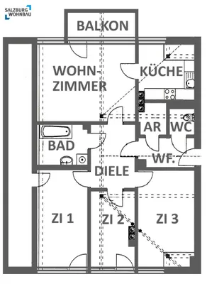 4-Zimmer-Wohnung mieten in Zell am See – 90 m², € 1.311 – Bild 2 von 2