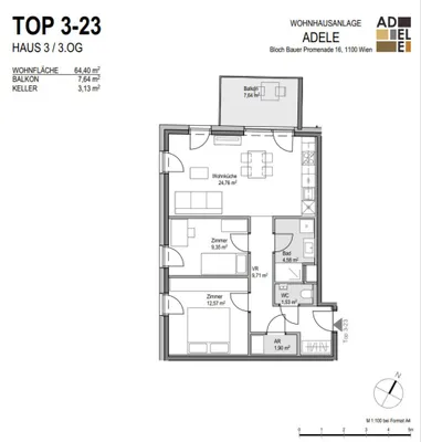 3-Zimmer-Wohnung mieten in Wien – 64,4 m², € 1.490 – Bild 15 von 16