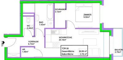 2-Zimmer-Wohnung kaufen in Wien – 50,89 m², € 262.343 – Bild 12 von 12