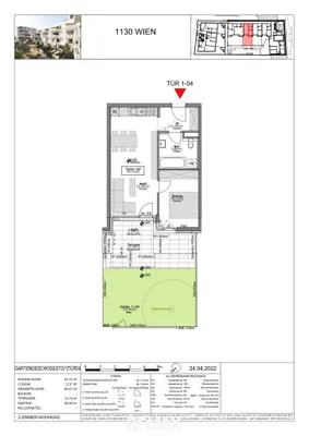 2-Zimmer-Wohnung kaufen in Wien – 44,1 m², € 422.000 – Bild 4 von 4