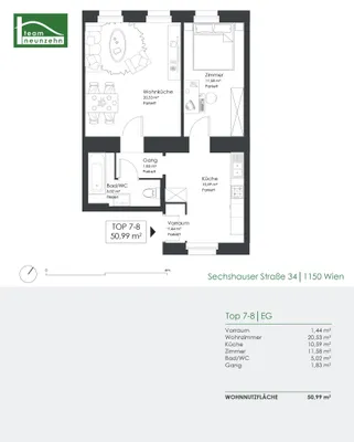 2-Zimmer-Wohnung kaufen in Wien – 50,99 m², € 145.000 – Bild 28 von 28