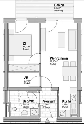 2-Zimmer-Wohnung mieten in Graz – 46 m², € 819 – Bild 11 von 12
