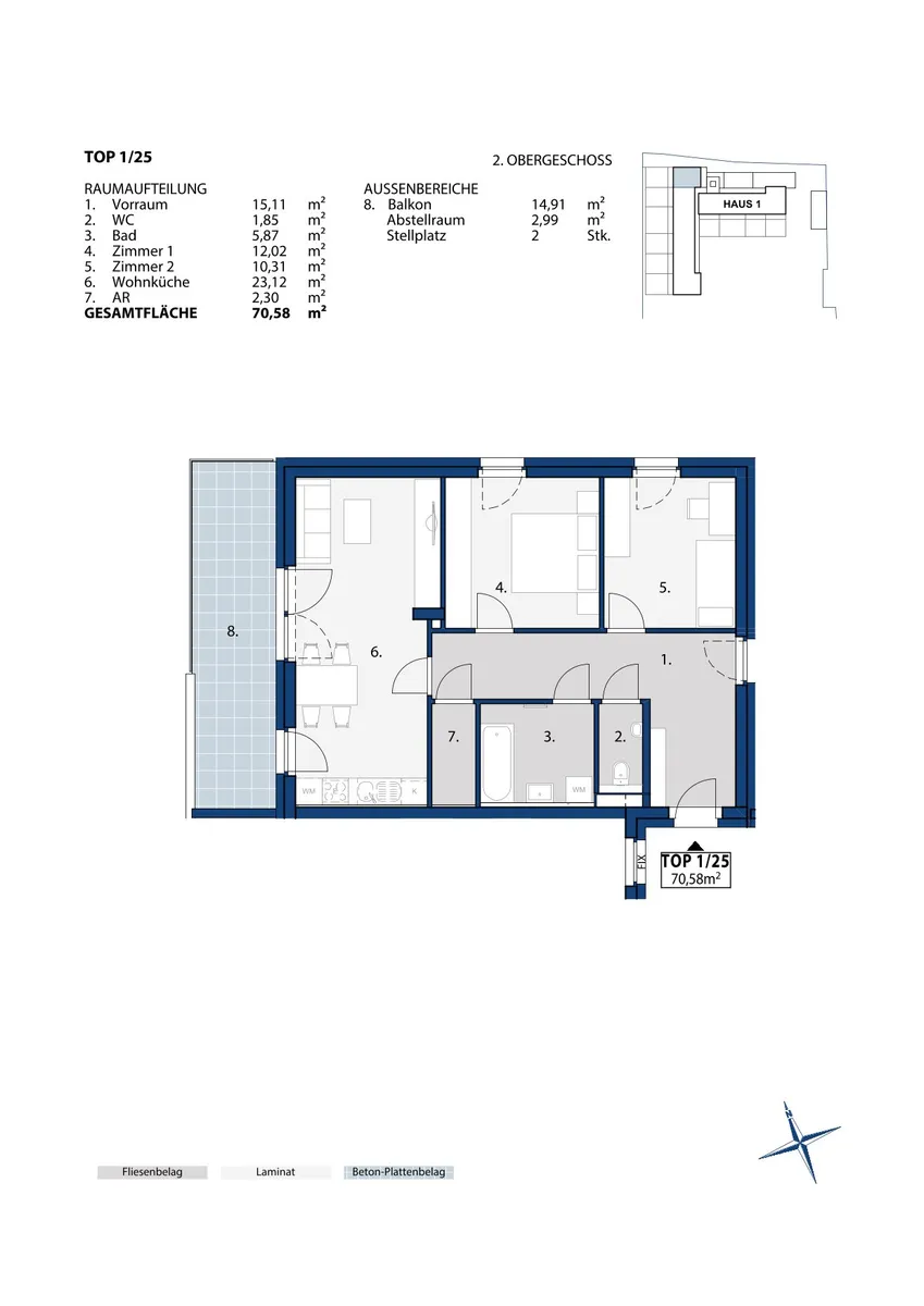 Balkonwohnung | gefördert | 2.OG | Miete mit Kaufoption | Top 25 - Ansicht 2
