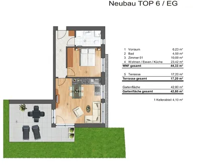 2-Zimmer-Wohnung mieten in Graz – 44,33 m², € 785 – Bild 13 von 13