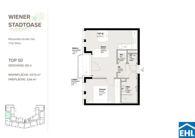 2-Zimmer-Wohnung mieten in Wien – 43,75 m², € 1.099 – Bild 13 von 13