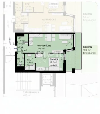 2-Zimmer-Wohnung kaufen in Wien – 44,4 m², € 299.500 – Bild 10 von 10