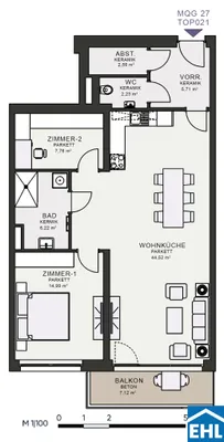 3-Zimmer-Wohnung mieten in Graz – 83,33 m², € 1.260 – Bild 7 von 7