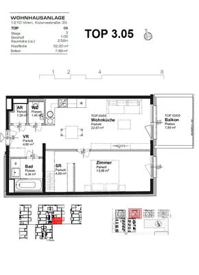 2-Zimmer-Wohnung mieten in Wien – 52,05 m², € 984 – Bild 13 von 14