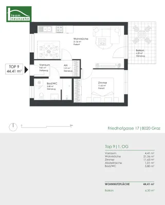 2-Zimmer-Wohnung mieten in Graz – 44,29 m², € 644 – Bild 23 von 23