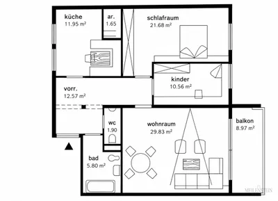 3-Zimmer-Wohnung mieten in Villach – 95,94 m², € 1.534 – Bild 14 von 17