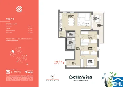 4-Zimmer-Wohnung kaufen in Wiener Neustadt – 90,77 m², € 391.000 – Bild 3 von 3