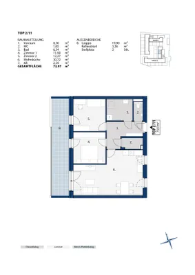 3-Zimmer-Wohnung mieten in Melk – 73,97 m², € 941 – Bild 2 von 2