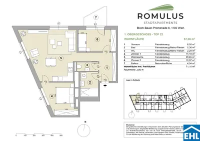 3-Zimmer-Wohnung mieten in Wien – 67,06 m², € 1.399 – Bild 9 von 9