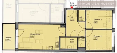 3-Zimmer-Wohnung mieten in Wiener Neustadt – 62,97 m², € 985 – Bild 10 von 13