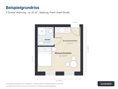 1-Zimmer-Wohnung kaufen in Salzburg Stadt – 20 m², € 100.000 – Bild 2 von 2