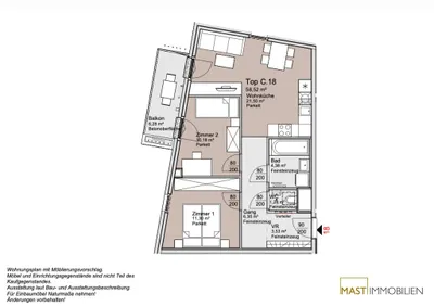 3-Zimmer-Wohnung mieten in Wien – 58,52 m², € 1.210 – Bild 9 von 10