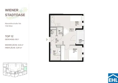 2-Zimmer-Wohnung mieten in Wien – 41,8 m², € 995 – Bild 13 von 13