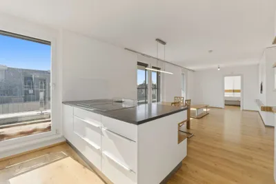 Dachgeschosswohnung mit hochwertigen Maßmöbeln, Terrasse, Klimaanlage & Stellplatz nahe Alter Donau – Bild 3