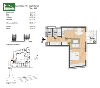 2-Zimmer-Wohnung mieten in Graz – 46,73 m², € 798 – Bild 17 von 17
