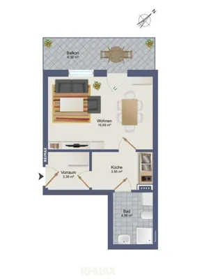 1-Zimmer-Wohnung mieten in Graz – 29,6 m², € 510 – Bild 2 von 10