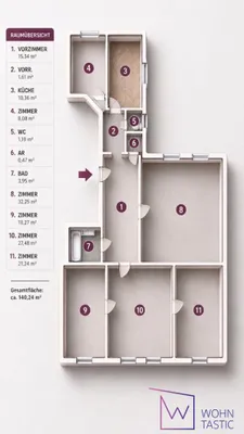 5-Zimmer-Wohnung kaufen in Wien – 140,24 m², € 395.000 – Bild 4 von 5