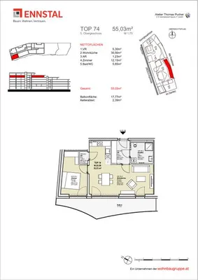 2-Zimmer-Wohnung mieten in Graz – 55,03 m², € 927 – Bild 4 von 4