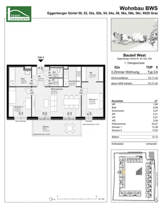 3-Zimmer-Wohnung mieten in Graz – 74,17 m², € 912 – Bild 12 von 12
