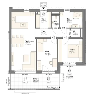 3-Zimmer-Wohnung kaufen in Linz Land – 83 m², € 384.000 – Bild 7 von 7