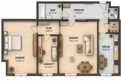 3-Zimmer-Wohnung kaufen in Wien – 74,36 m², € 265.000 – Bild 13 von 13