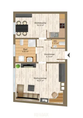 2-Zimmer-Wohnung mieten in Tulln – 41 m², € 647 – Bild 11 von 11