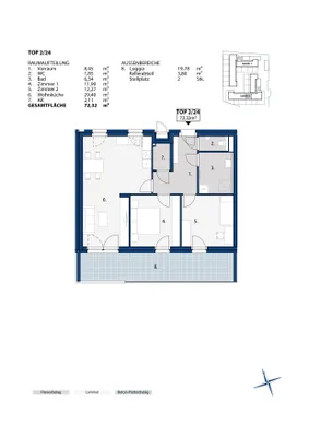 3-Zimmer-Wohnung mieten in Melk – 72,31 m², € 894 – Bild 2 von 2