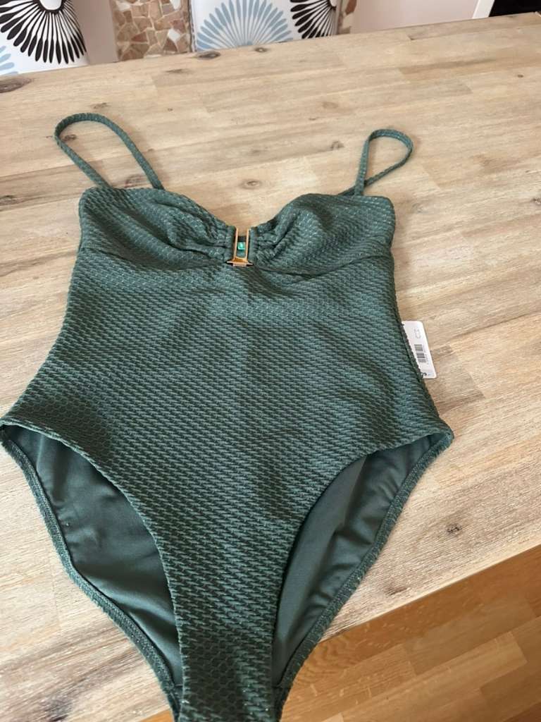 Palmers Badeanzug oliv Größe 40-42 mit Golddetails