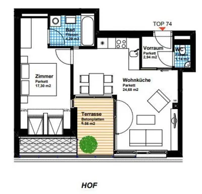 2-Zimmer-Wohnung mieten in Wien – 50,36 m², € 1.088 – Bild 9 von 9