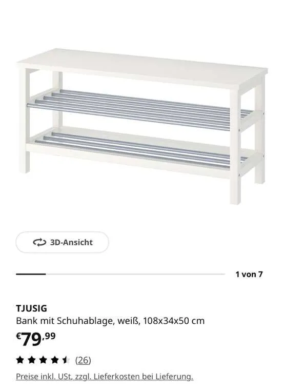 IKEA TJUSIG Bank mit Schuhablage - schwarz - Garderobenbank - Schuhregal, € 24,- (1170 Wien)