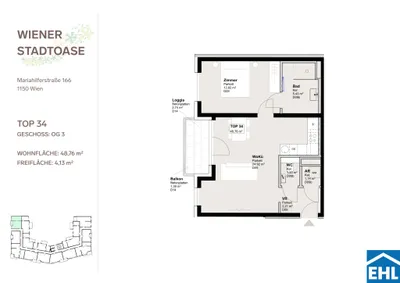2-Zimmer-Wohnung mieten in Wien – 48,76 m², € 1.230 – Bild 17 von 17