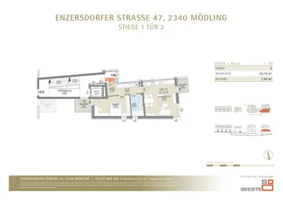 2-Zimmer-Wohnung kaufen in Mödling – 55,12 m², € 364.000 – Bild 2 von 2