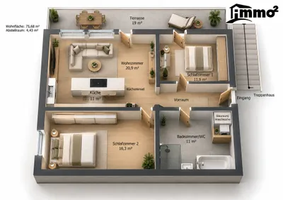 3-Zimmer-Wohnung kaufen in Klagenfurt Land – 75,68 m², € 225.000 – Bild 13 von 13