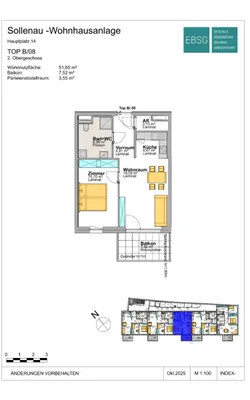 2-Zimmer-Wohnung mieten in Wiener Neustadt Land – 51,65 m², € 775 – Bild 2 von 3