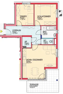 3-Zimmer-Wohnung mieten in Amstetten – 75,13 m², € 857 – Bild 2 von 2
